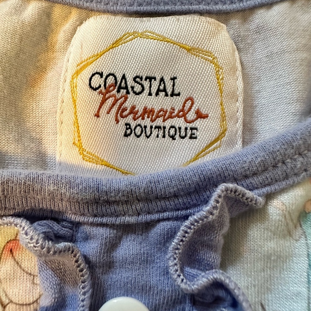 Coastal Mermaids Boutique Frozen PJ Set with Back Flap Ruffles Long Sleeve - Picture 5 of 10